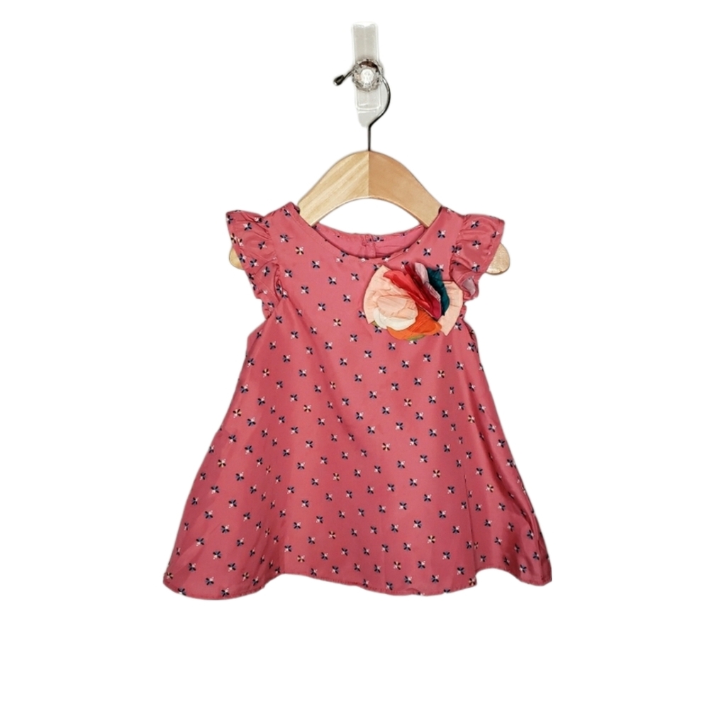 Pippa and Julie 18 Months Baby Girl Pink Patterned Ruffle Tunic Dress
